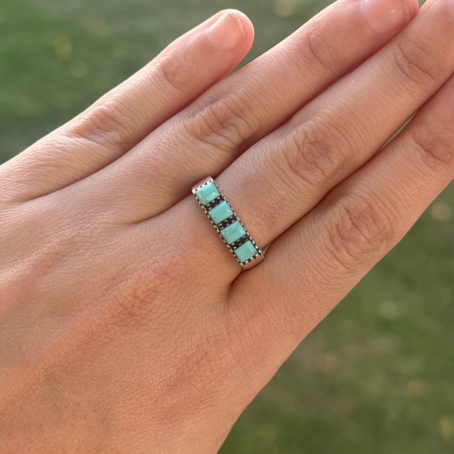 4 Stone Turquoise Ring Size 8